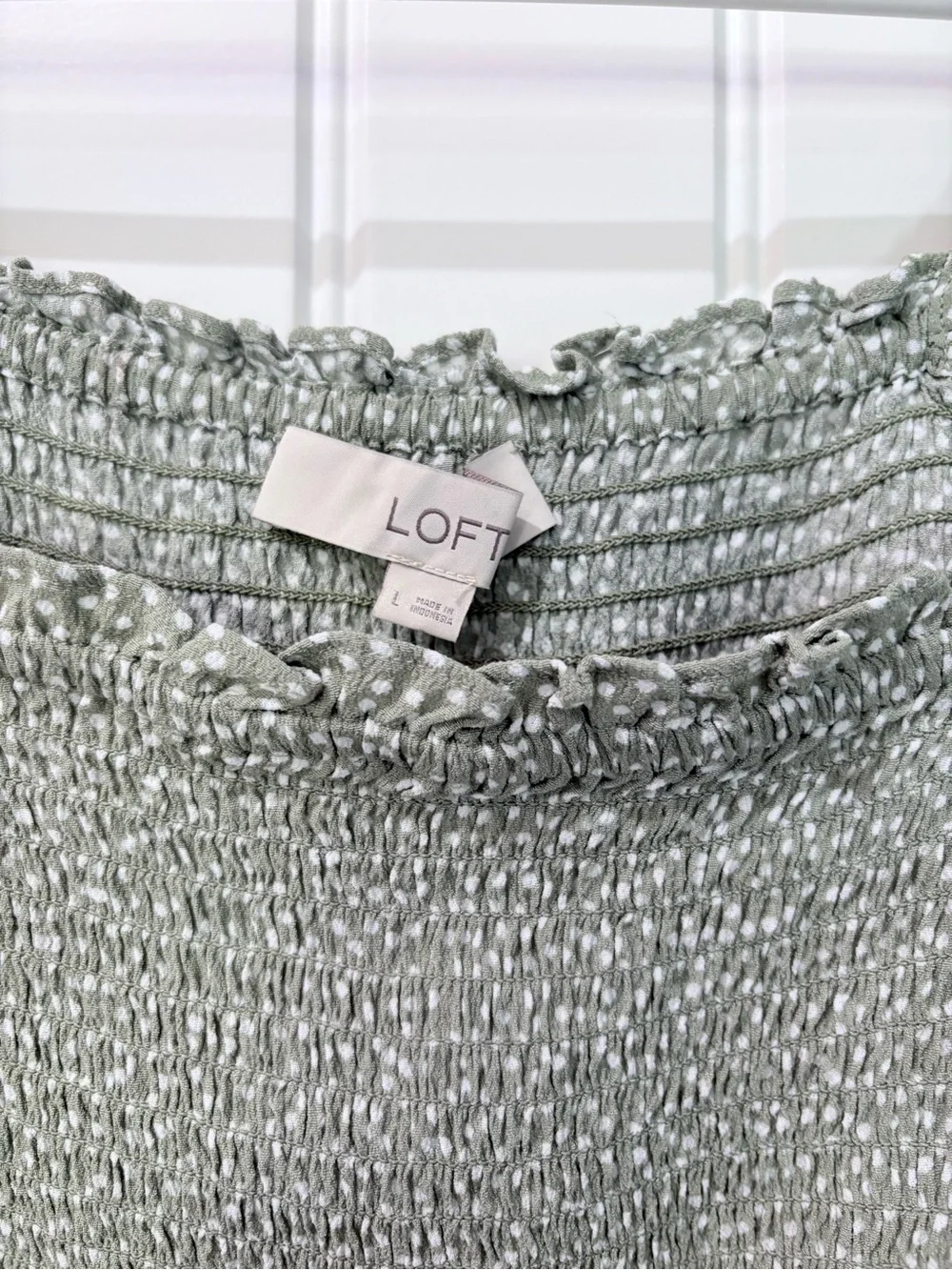 Loft Sage Green Smocked Top